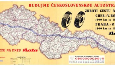 Mapa Cestnej magistrály navrhnutej J.A.Baťom v roku 1937