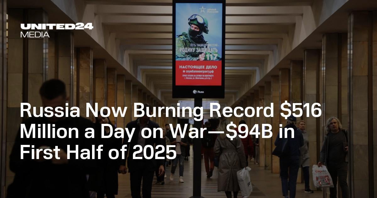 Russia Now Burning Record $516 Million a Day on War—$94B in First Half of 2025