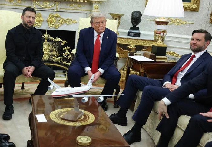 Vice President JD Vance joins as U.S. President Donald Trump meets with Ukrainian President Volodymyr Zelensky in the Oval Office
