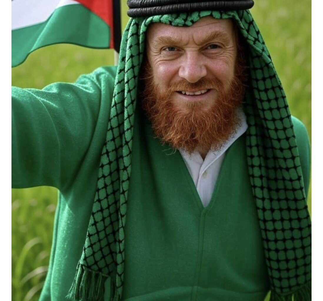 "Keffiyeh Leprechaun" - image used by Times of Israel on a comment piece saying Ireland "peddles distorted narratives"