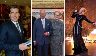 L-R: JFK Jr, King Charles and Meryl Streep, Adele