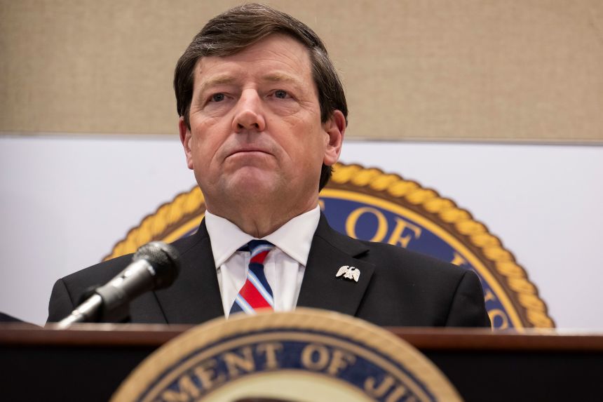 Ed Martin speaks during a press conference on May 13.