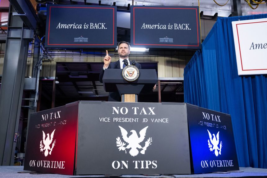 Vice President JD Vance delivers remarks on the One Big Beautiful Bill Act in West Pittston, Pennsylvania, on July 16.