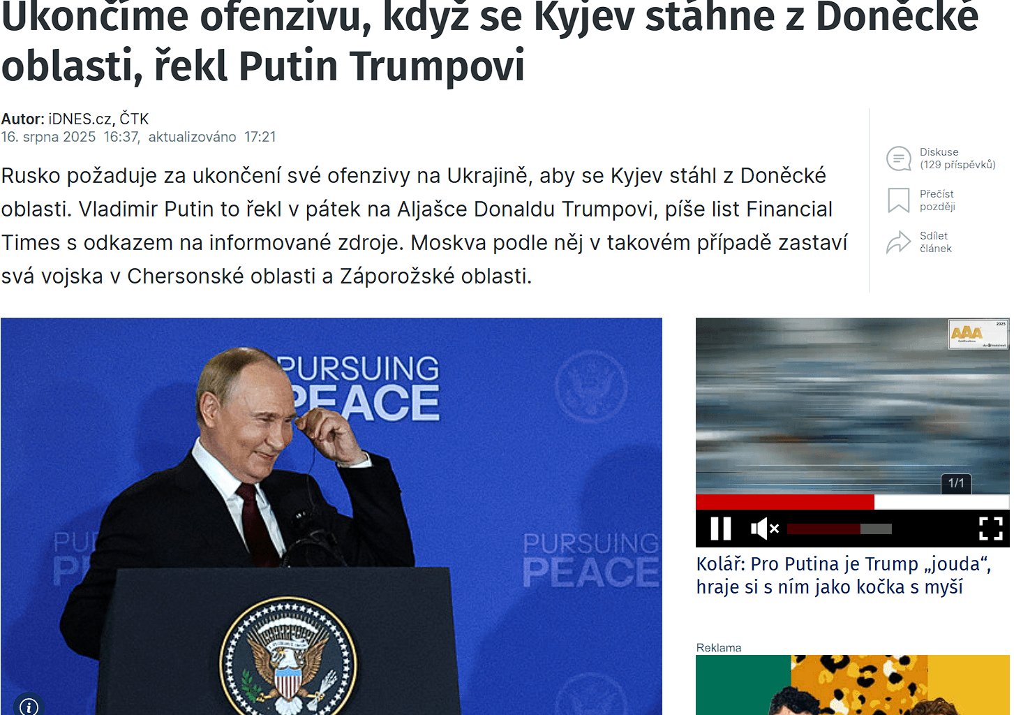 ''Ty mi dáš něco najisto a já ti určitě nic nedám a možná si potom přijdu pro zbytek.'' Vladimír Putin, umění dohody