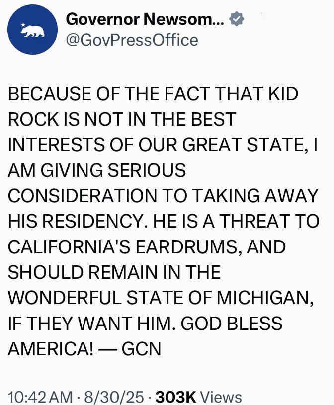 Kid Rock’s music is proof that even your dad’s garage band could fail upwards. Somehow the world rewarded loud hair gel and zero talent with fame.