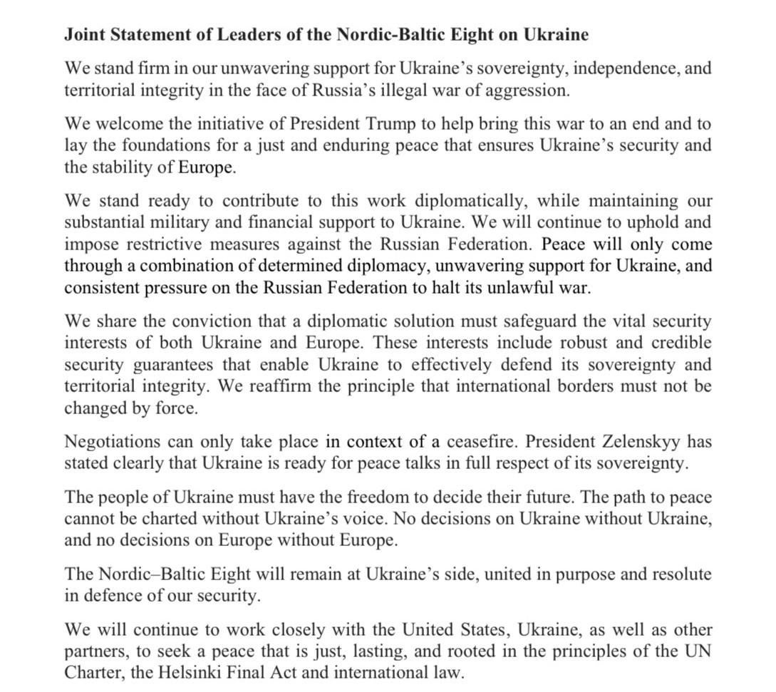 Fælles udtalelse fra de Nordisk-baltiske ledere om Ukraine