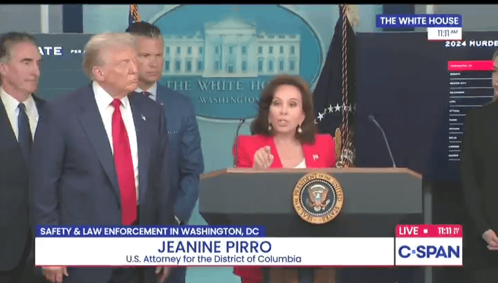 Real quote from Judge Jeanine Pirro (8/11/25): "We can't touch anyone if they're 14, 15, 16, 17 years old. That changes today." Finally, Trump can touch teenagers and it's allowed.