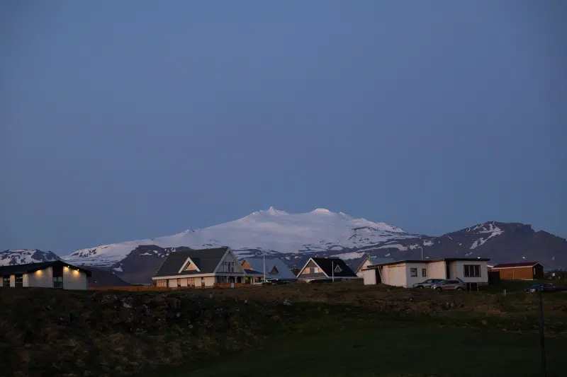 Twilight over landscape in Iceland