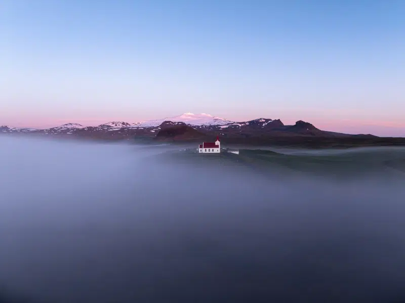 Twilight over landscape in Iceland