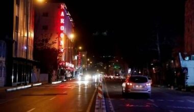 A street in Iran dimly lit amid electricity shortages
