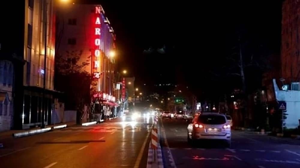 A street in Iran dimly lit amid electricity shortages