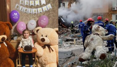 2-year-old Angelina killed from the Russian air attack and her teddy bear