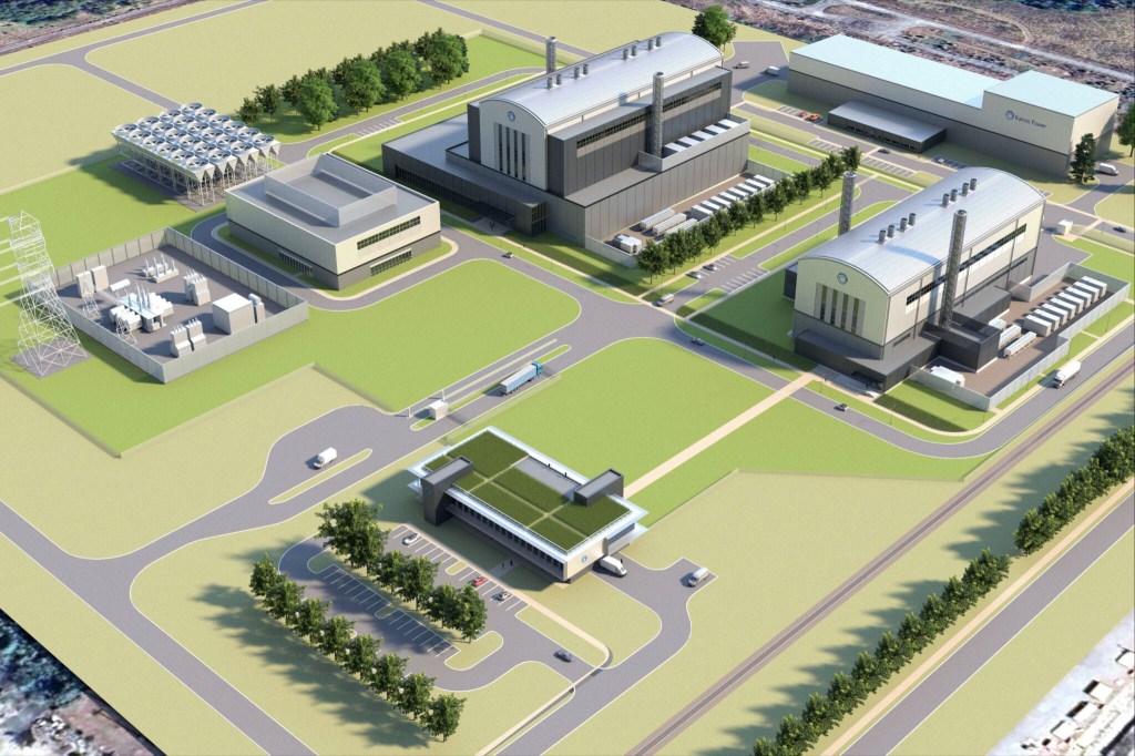 Illustration of a Kairos Power nuclear power plant.