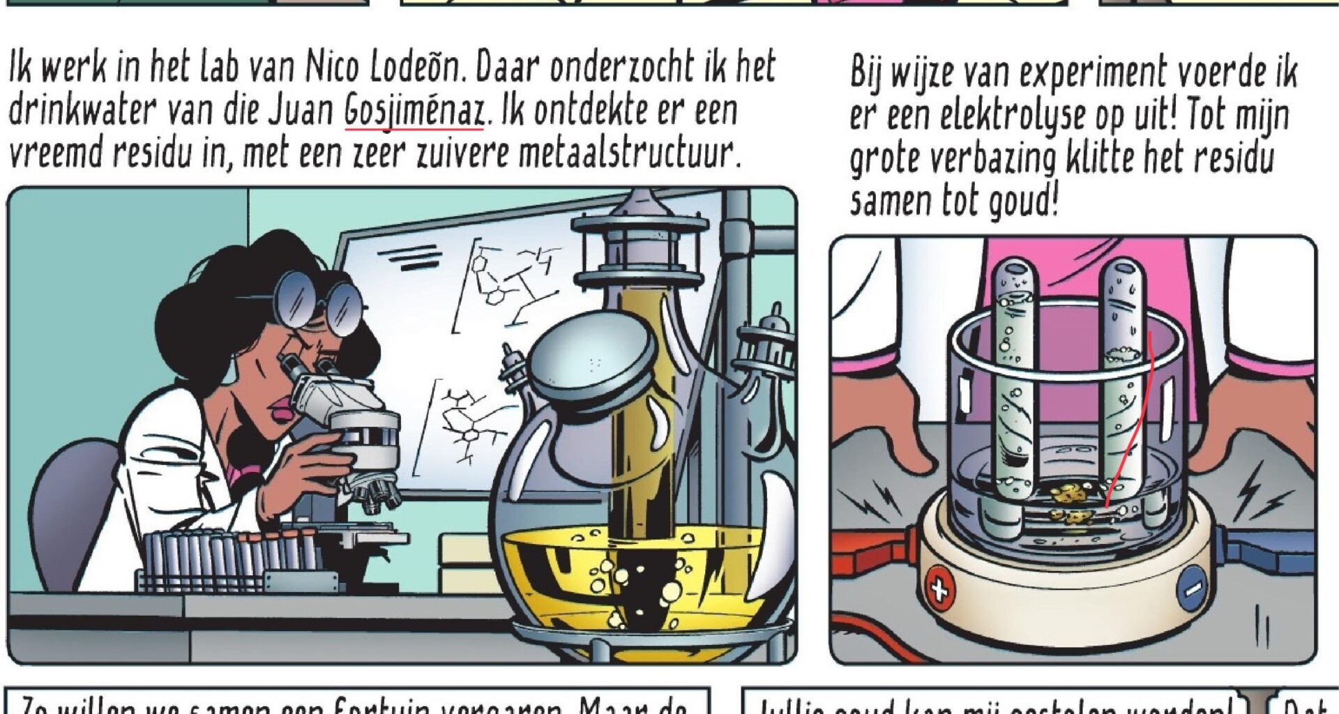 Over’t algemeen begrijp ik alle woordspelingen in Kiekeboe. Maar dees “Gosjiménaz” ik weet niet of het een woordspeling is zelfs… (De Kiekeboes #155 In troebel water, via de app Strips.be)