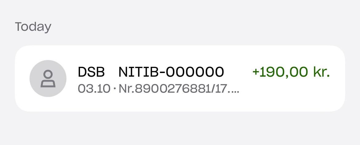 I keep getting some money from DSB in my account every month. It has varied between 125-190 kr. I am curious to know what this is
