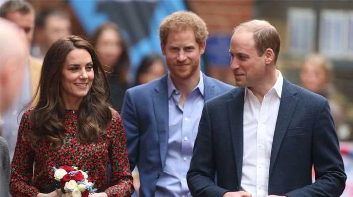How Harry stood beside William and Kate in the rain