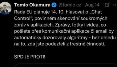 Chat Control - po Pirátech tu máme vyjádření SPD