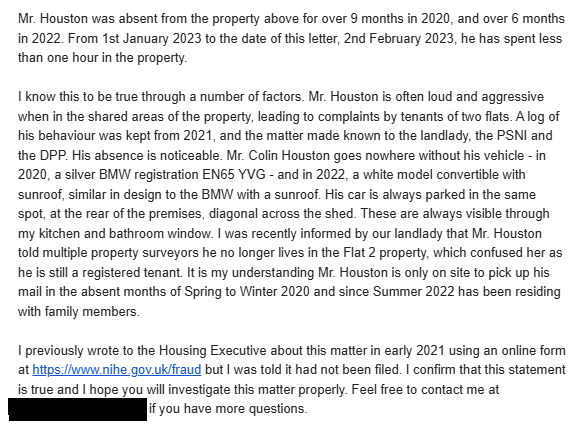 Vile snail preacher of hate Colin Houston is on trial Aug 27th for assault and harassment. I've posted the log of my daily ordeal of life as his neighbour 2021-2023, including the police reports of... assault and harassment