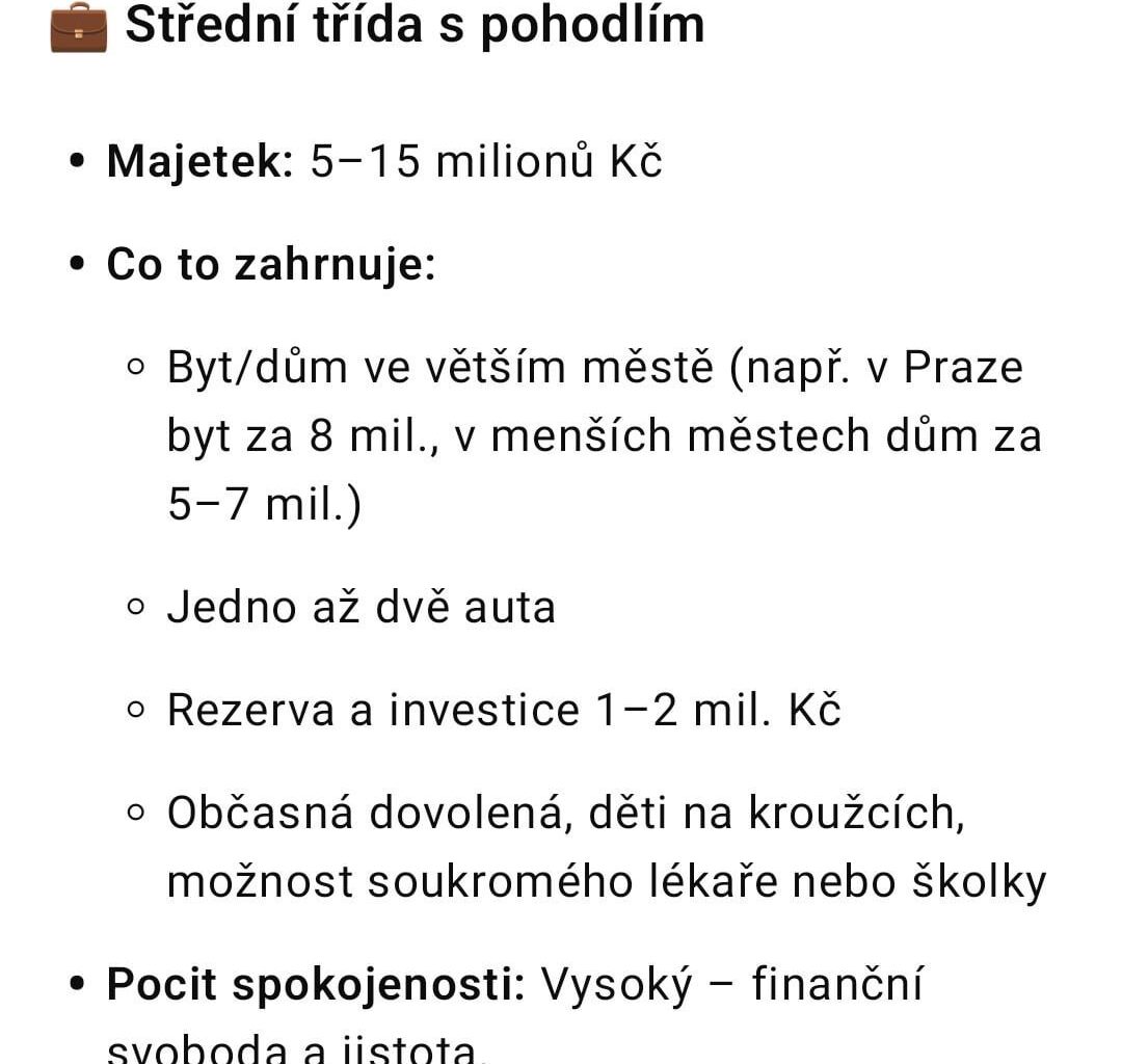 Je 15 milionů majetek pořád střední třída?