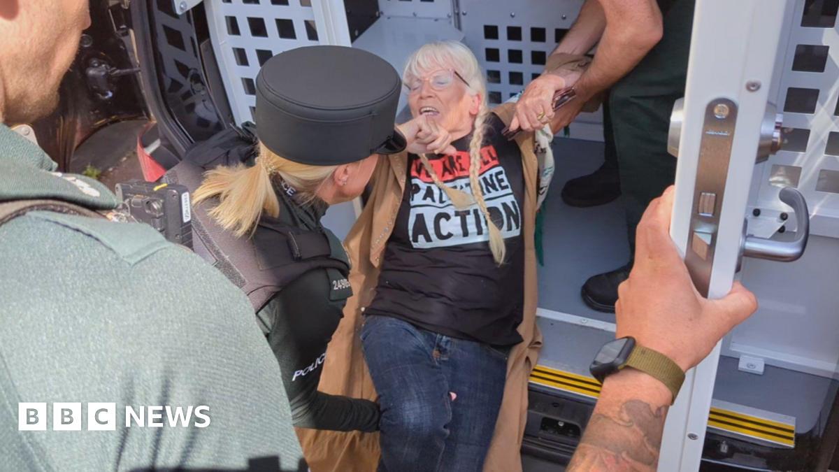 Woman wearing Palestine Action T-shirt arrested
