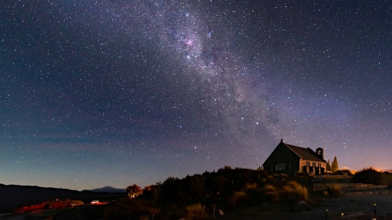 Milkyway above Church of Good Shepherd, Lake Tekapo, New Zealand.