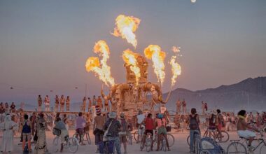 Sculpture in the form of a panpipe, at the international festival. A premiere for Moldova at Burning Man