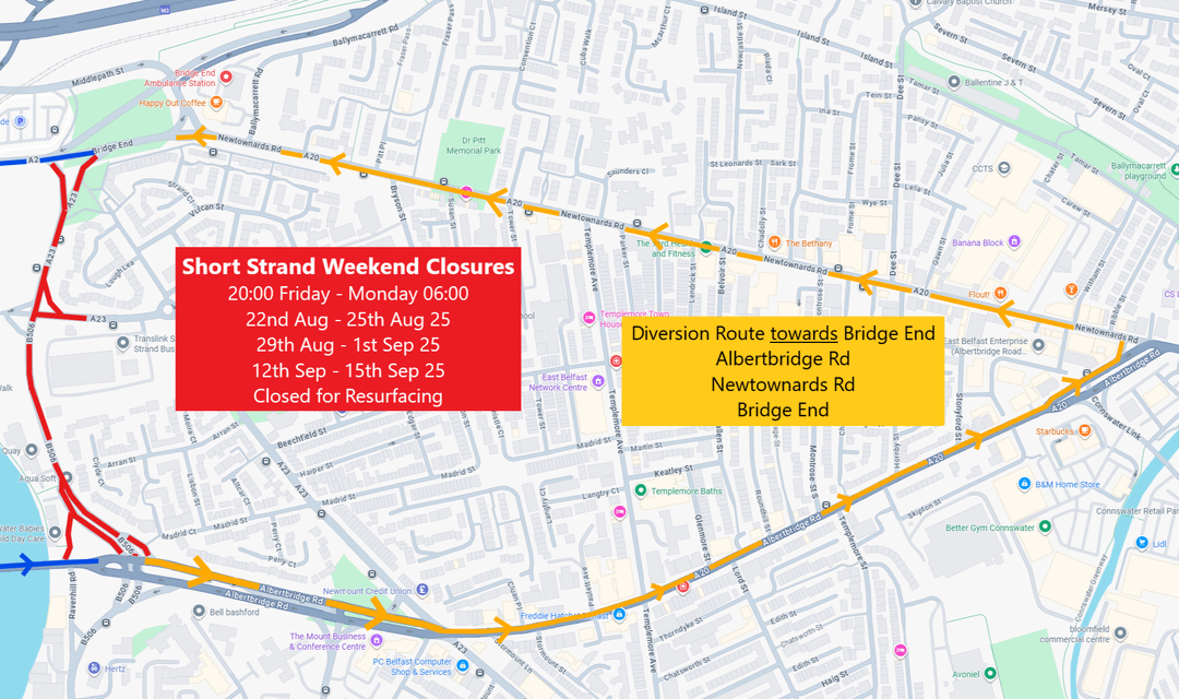 Short Strand Weekend Closures - Resurfacing (2 images)