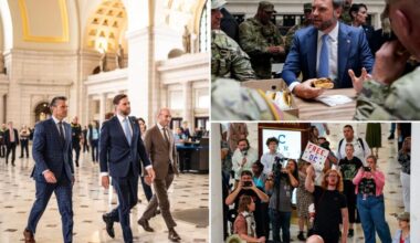 JD Vance, Stephen Miller mock 'old, white' protesters during DC National Guard visit after vulgar couch taunts