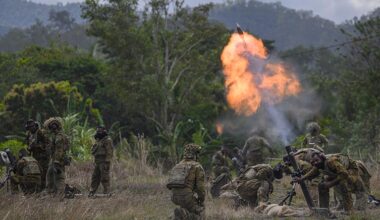 New Zealand Army gunners from 16th Field Regiment lead a live-fire mortar exercise alongside Papua New Guinea Defence Force counterparts. NZDF photo supplied.