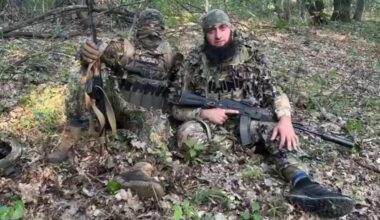 A Chechen member of a Sabotage Unit within the Ukrainian Army, equipped with a captured Russian AK-74M assault rifle with a Holosun HS510C optical sight and a suppressor.