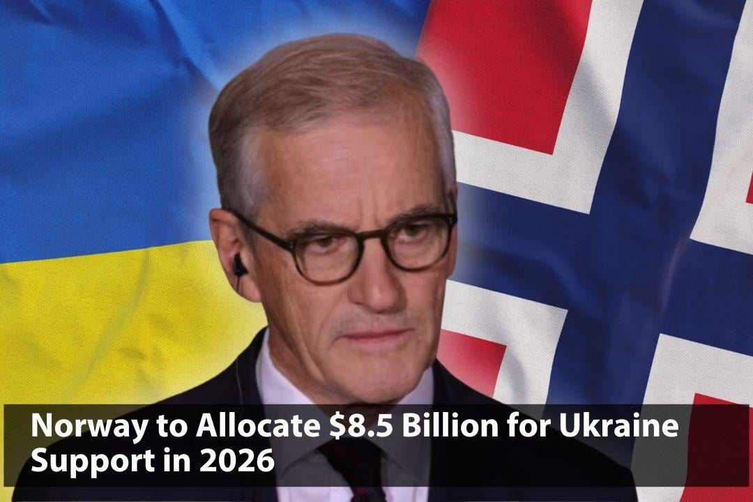 Norway plans to provide $8.5B to support Ukraine in 2026, focusing on military aid, as announced by PM Jonas Gahr Støre. This follows a $695.7M air defense package and $500M for US weapons via the PURL mechanism with Sweden and Denmark.
