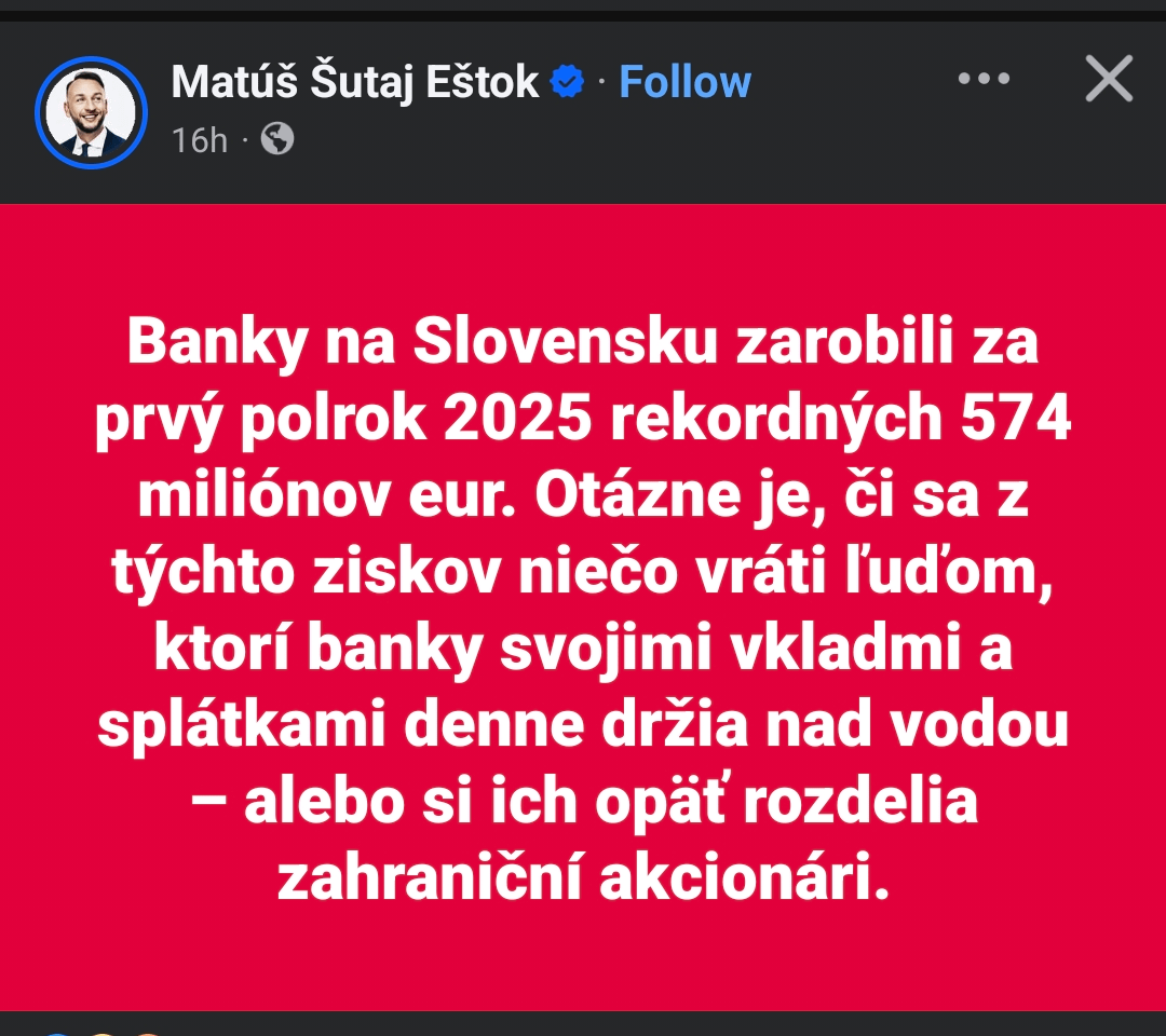 Mne je zle z tohto človeka. Prečo si tentokrát vybral za cieľ banky? Či rozmetáva hovná na všetky strany a snáď sa trafí?