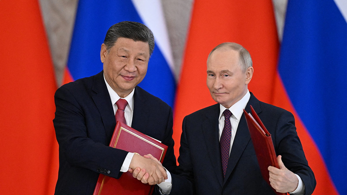Putin, Xi shaking hands