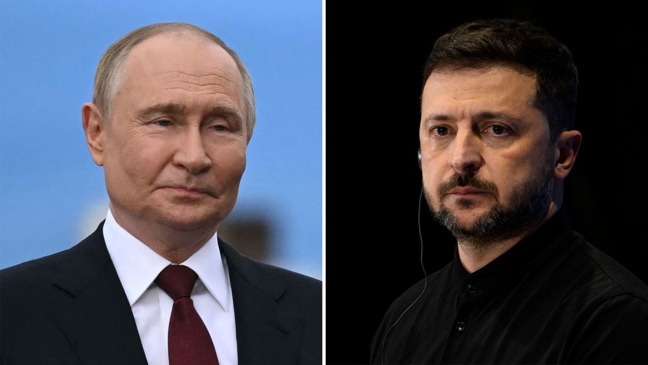 Russian President Vladimir Putin and Ukrainian President Volodymyr Zelensky.
