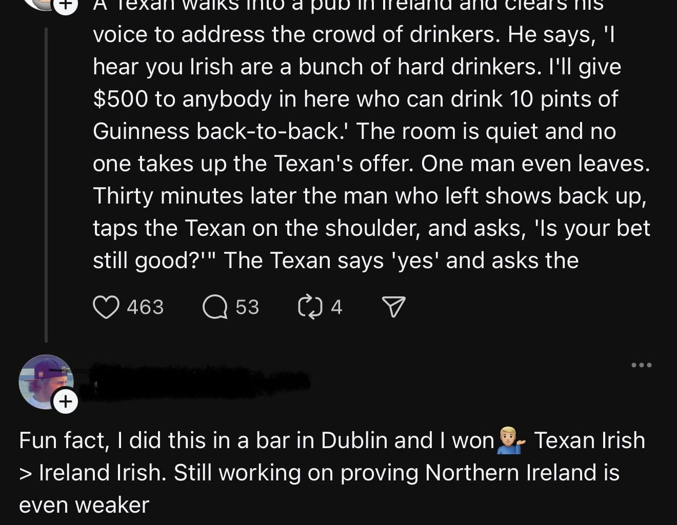 Texan Irish > Ireland Irish