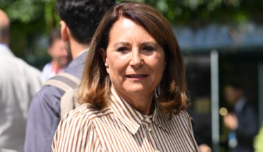 Carole Middleton attends day eight of the Wimbledon Tennis Championships at the All England Lawn Tennis and Croquet Club on July 07, 2025