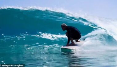 Meghan posted a video of Harry surfing