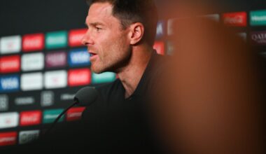 PHILADELPHIA, PENNSYLVANIA - JUNE 25: Head coach Xabi Alonso of Real Madrid CF faces the media during a press Conference ahead of their FIFA Club World Cup 2025 match against FC Salzburg at Lincoln Financial Field on June 25, 2025 in Philadelphia, Pennsylvania. (Photo by David Ramos/Getty Images)