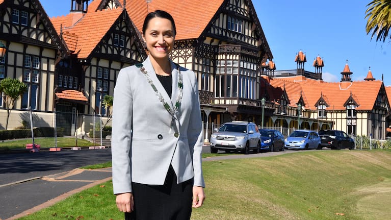Rotorua Mayor Tania Tapsell outside the Rotorua Museum.