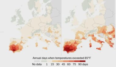 Número de días por año en el que la temperatura superó los 30º en Europa.
