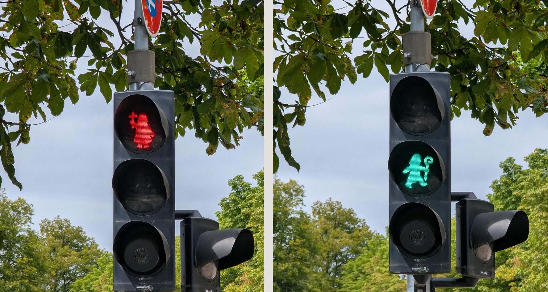 In Fulda, Germany, pedestrian crossings are themed after the famous abbey