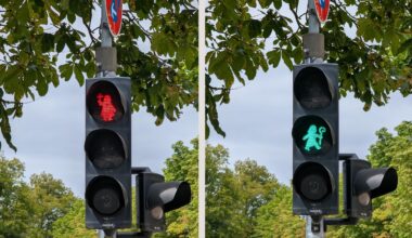 In Fulda, Germany, pedestrian crossings are themed after the famous abbey