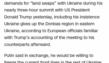 Breaking: Trump told Europeans that Putin wants all of Donbas in exchange for end of war