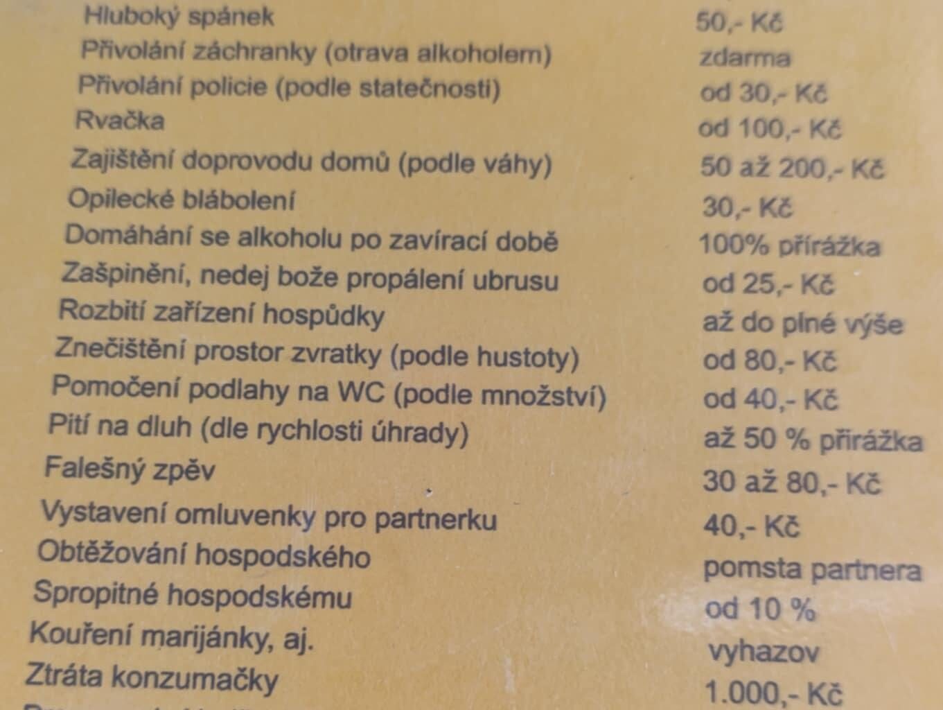 Chci se s vámi podělit o skvělý ceník v jedné hospodě v Beskydech