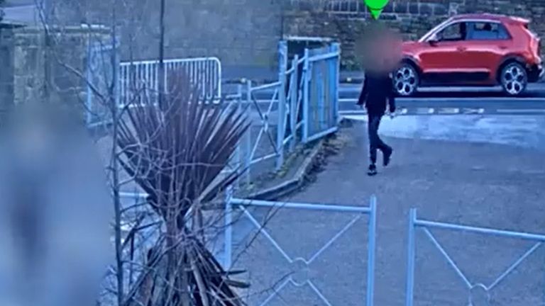 CCTV image showing Harvey arriving at school