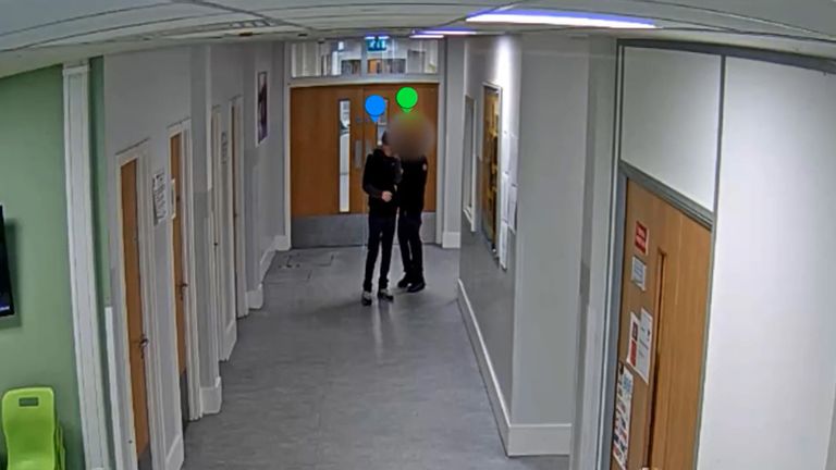 CCTV shows the defendant pushing Harvey Willgoose earlier in the day