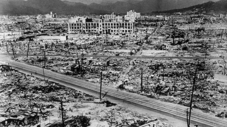 The atomic bomb flattened Hiroshima - but is much less powerful than modern nuclear weapons