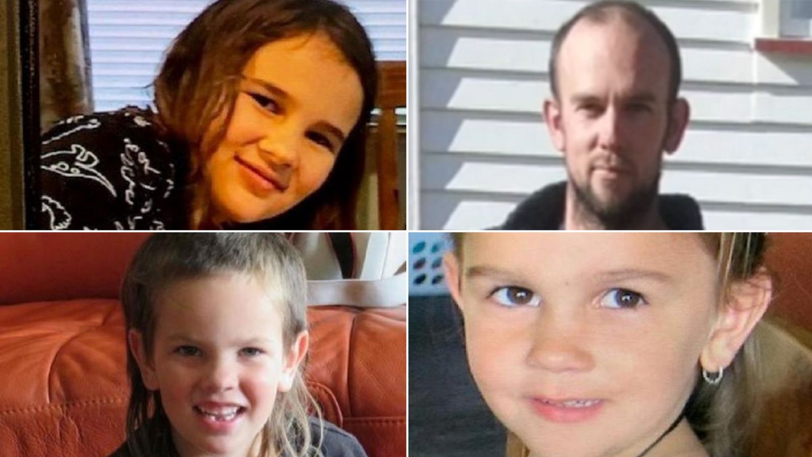 Tom Phillips (top right) and his children Jayda (top left), Maverick (bottom left) and Ember (bottom right). Pic: New Zealand Police