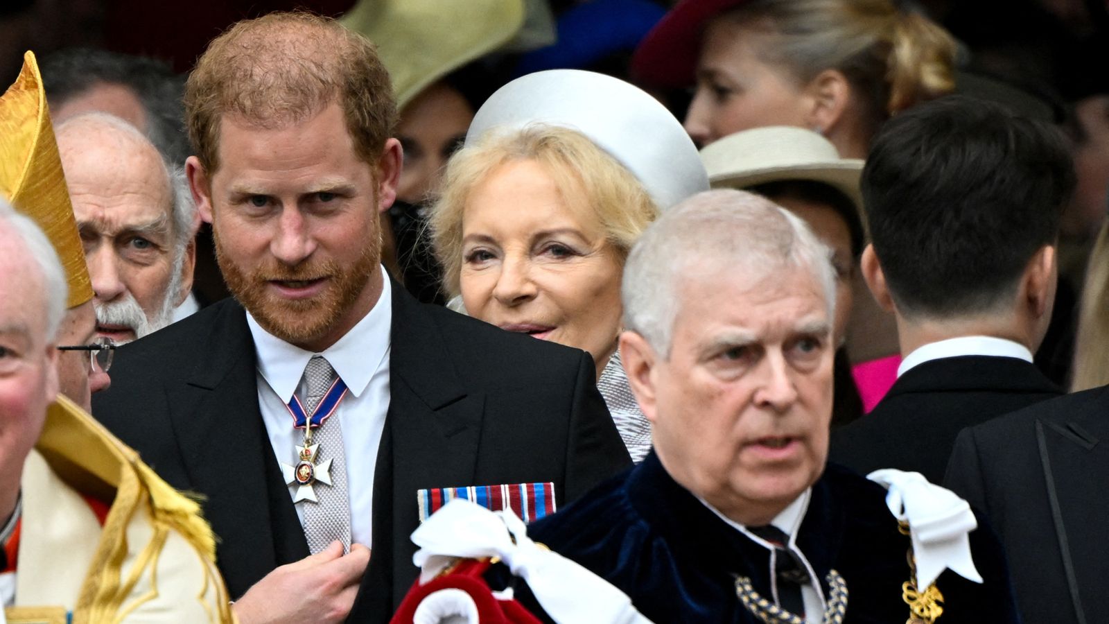The Duke of Sussex and his uncle at the King's coronation in 2023. Pic: Reuters