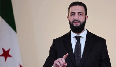 This grab from a handout video statement released by the Syrian Presidency shows Syrias interim president Ahmed al-Sharaa speaking in Damascus on March 9, 2025. (Photo by Syrian Presidency / AFP)